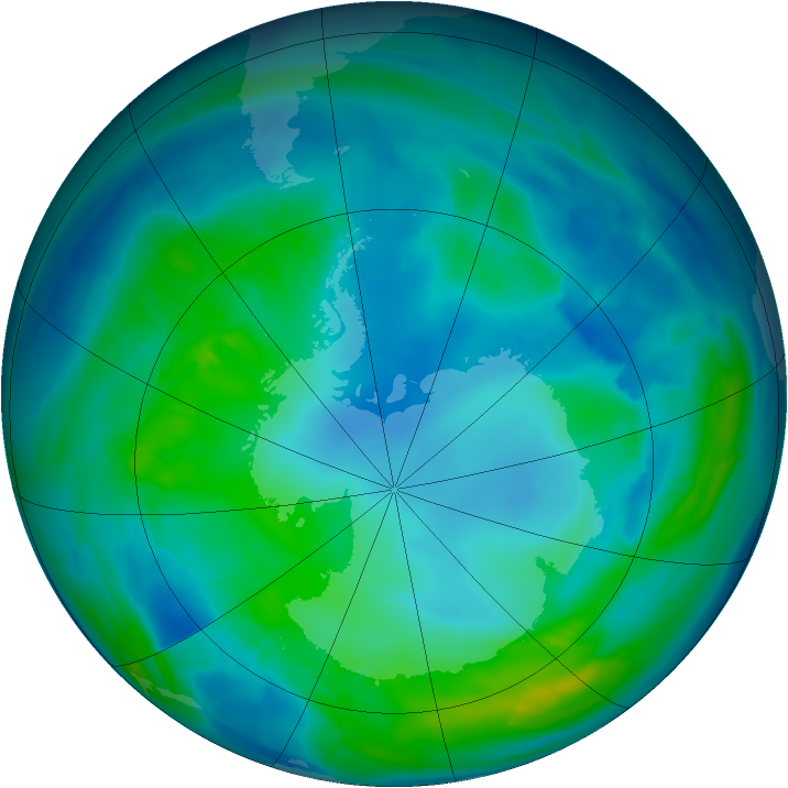Antarctic ozone map for 29 April 2014